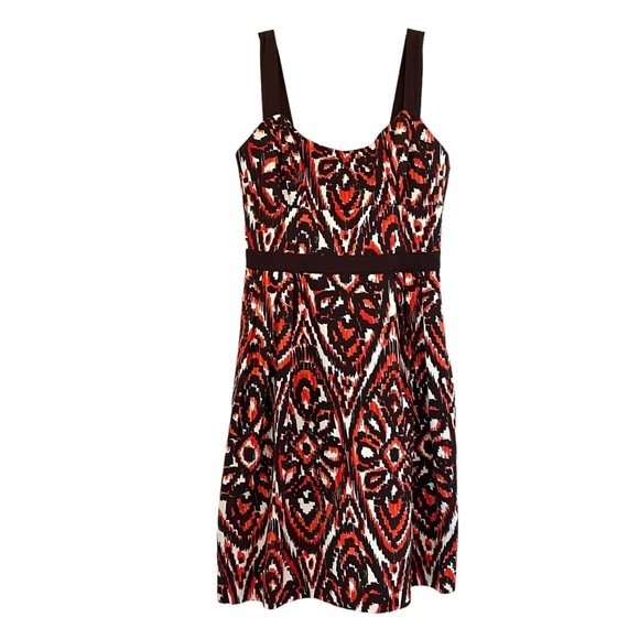 Milly Dress New York Original Ikat Printed Women's Red‎ Black Size 10 EUC - Picture 1 of 14